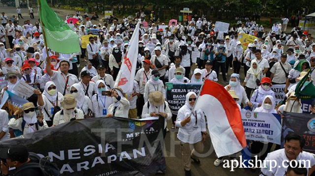 Nakes Honorer Demo di Patung Kuda: Tuntut Status PPPK