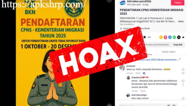 Hoaks Link Palsu Pendaftaran CPNS Kemendagri